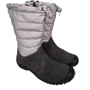 Sporto Ellie Grey Suede quilted waterproof insulated boots, women's size 8M,grey